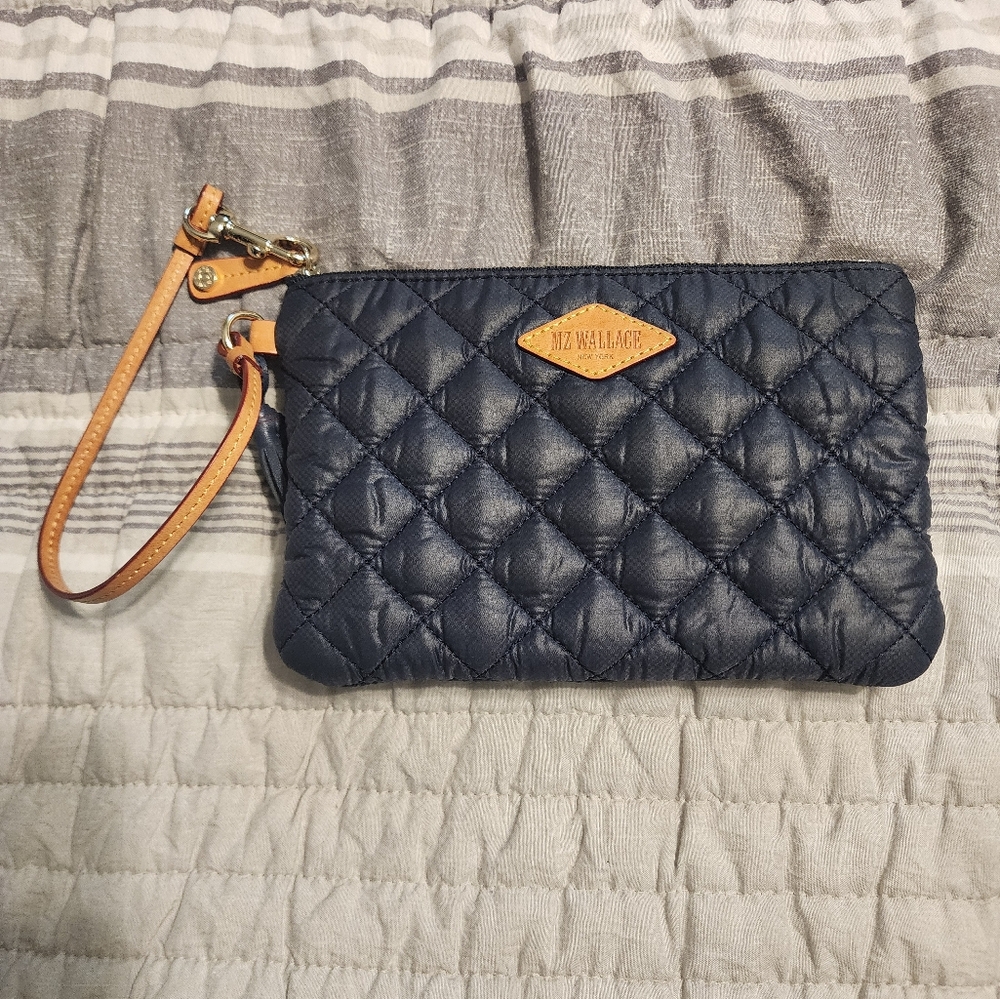 Mz Wallace Navy Wristlet Bag Tote Pouch Wallet Blue